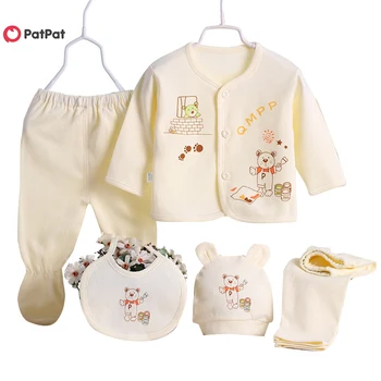 

PatPat 2020 New Spring and Autumn 5-piece Bear Print Top and Pants Set for Newborn Baby Sets Clothes