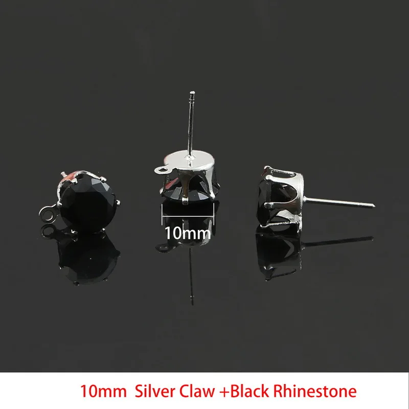 10mm silver claw 10 шт. цвета: золотистый, серебристый Цвет 3/4/5/6/8/10 мм, циркон, кристалл, фурнитура для пусет с отверстием ушные капли Для женщин девушки Diy Серьги Brincos, можно носить - Цвет: 10mm silver claw