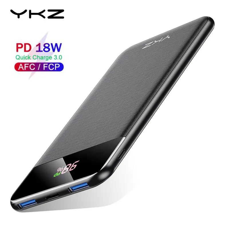 YKZ 10000 мАч Power Bank 18 Вт PD Быстрая зарядка QC 3 0 портативное зарядное устройство