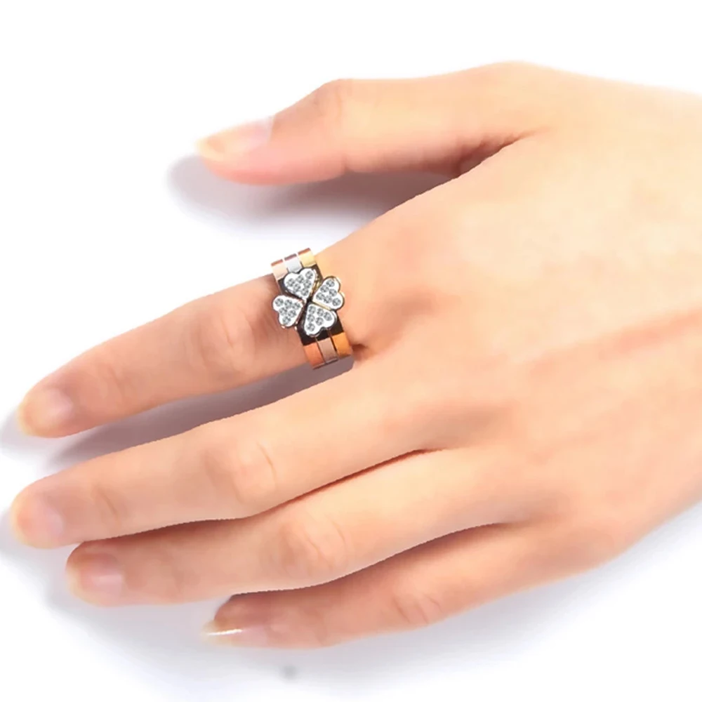 Anillos de corazón de acero inoxidable 316L para mujer, en 1 joyería única, acero quirúrgico, sin flores de cristal CZ _ - AliExpress Mobile