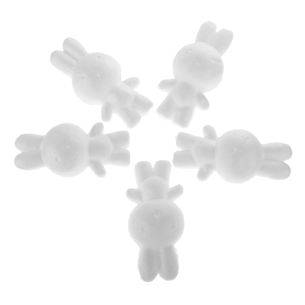 5 unidades, 14cm, en forma de conejo, modelado de poliestireno, adornos de espuma de poliestireno, manualidades DIY