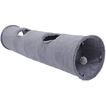 

Pet Collapsible Cat Tunnel Cat Toys Play Tunnel Durable Suede Hideaway Pet Crinkle Tunnel with Ball 12 Inch Diameter
