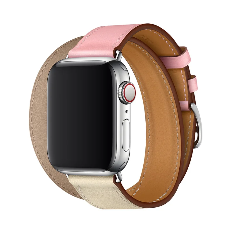 6 Двойной тур ремешок для Apple watch band Apple watch 4 5 band 40 мм 44 мм iWatch 3 band 42 мм 38 мм браслет из натуральной кожи ремешок для часов - Цвет ремешка: 6