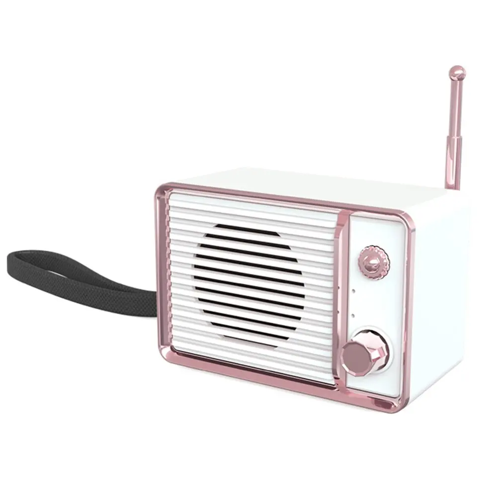 White Retro TV Shape Wireless Speaker Mini Multi-function Small Stereo 900mAh Battery Wireless Speaker Exquisite - Color: White