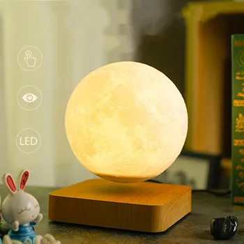 

Creative 3D Printing Touch Magnetic Levitation Rotating Moon Light Night Light 14 cm LED Table Lamp Indoor Home Decoration Gift