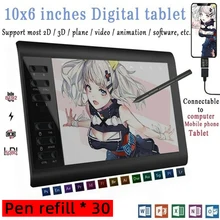 10*6 graphics graphics gráficos tablet 8192 níveis de desenho gráfico tablet digital 233 ponto de leitura rápida assinatura almofada desenho caneta