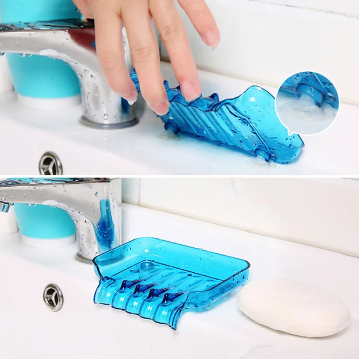 Soap Storage Box Water Drain Sponge Holder For Kitchen Double Sucker Bathroom Kitchen Organizer JS23
