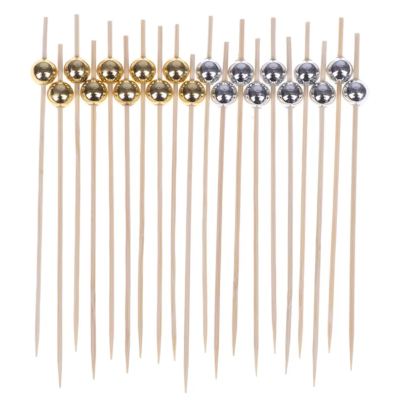 100pcs Disposable Bamboo Picks With Twisted Ends Knotted Cocktail Picks
