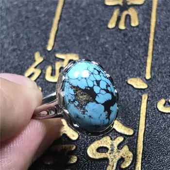 

Genuine Natural Turquoises Ring Jewelry Women Lady Love Gift 925 Silver 15x11mm Beads Gemstone Adjustable Ring Jewelry AAAAA