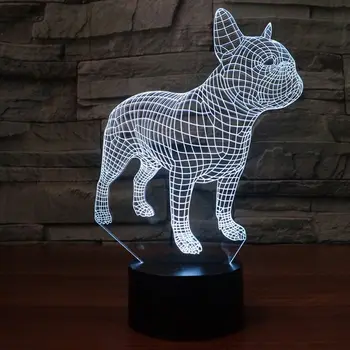 

French Bulldog Night Light 3D Table Lamp 7 Colors USB Desk Lights Children Kids
