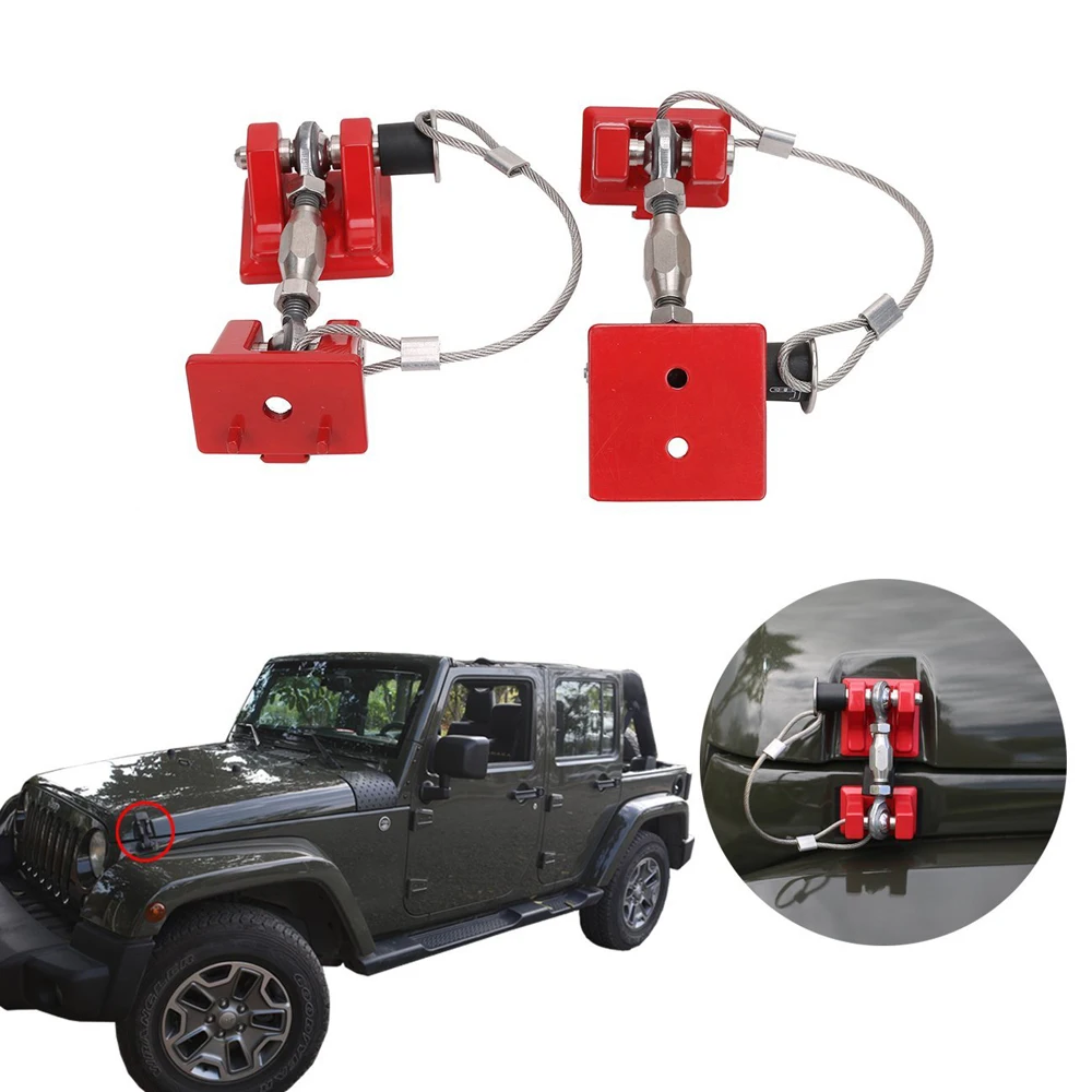 For Jeep Wrangler JK 2007-Hood Lock Factory Red 4x4 Catch Kit Off THe Turnbuckle Hood Latches