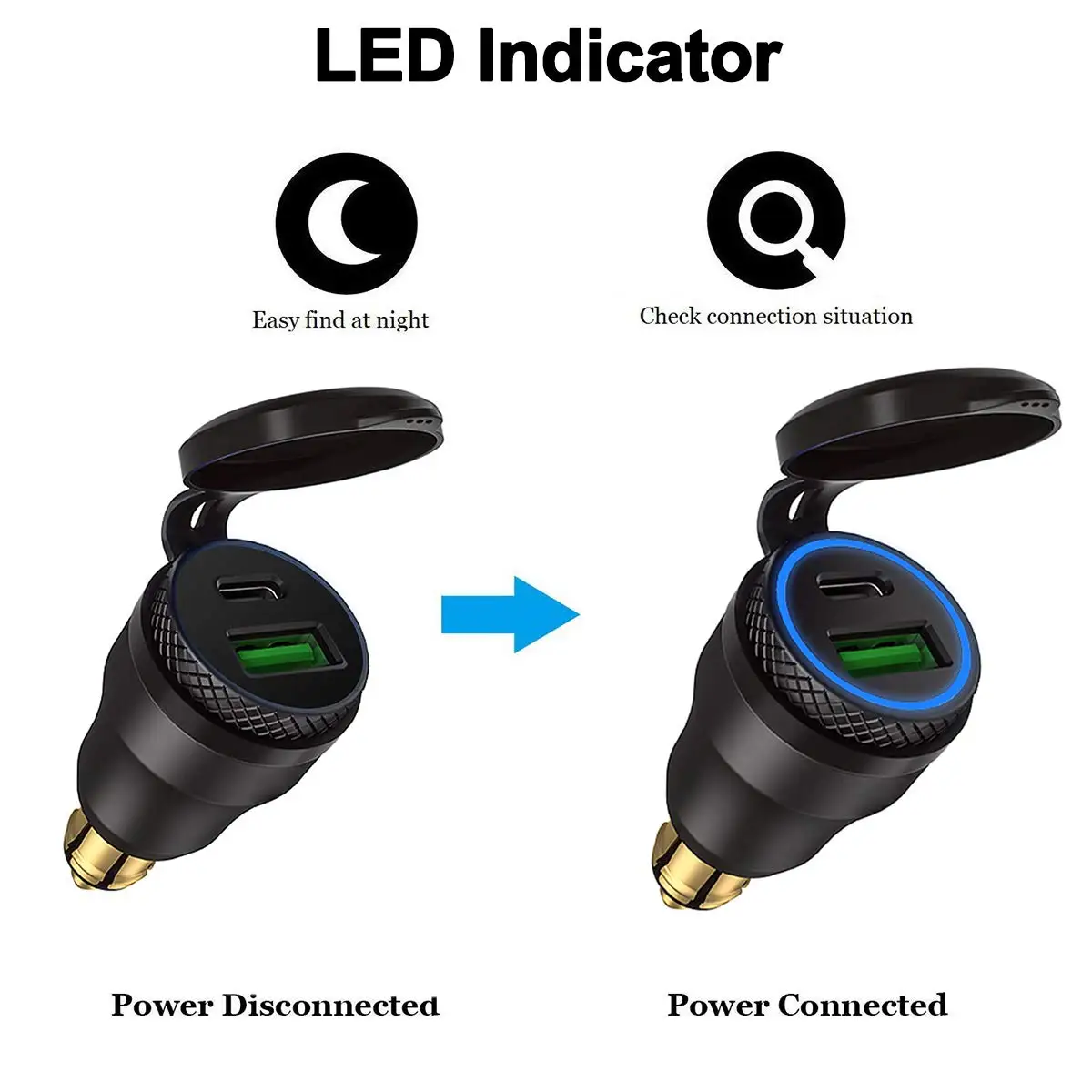 Aileap Алюминиевый адаптер для зарядки мотоцикла Hella DIN EU штекер для QC3.0 Quick Charge USB порт и 30 Вт PD type C разъем питания