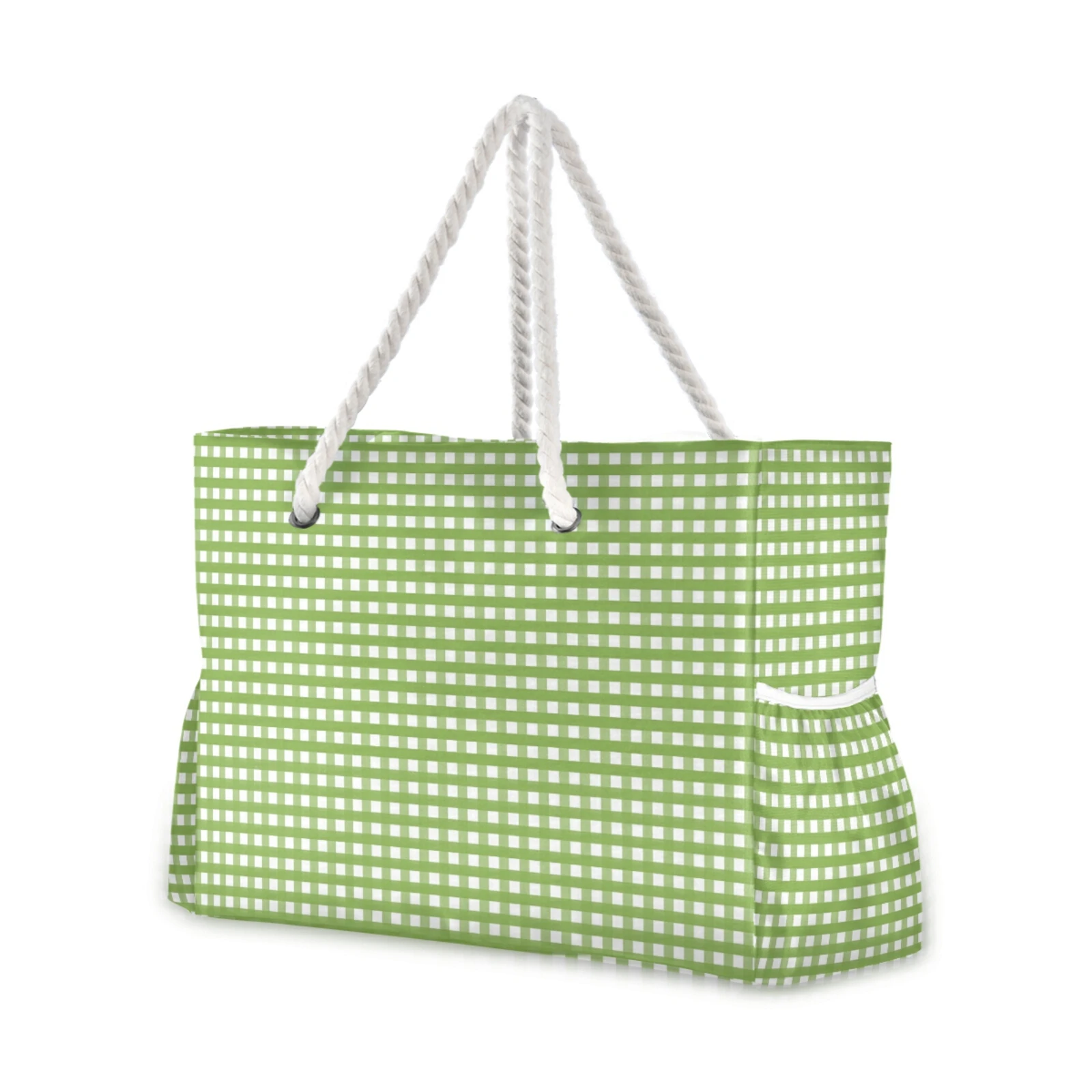 New Fashion Women Large Capacity Bohemian Shoulder Bag Grid Stripe Print Beach Bag Bag Leisure Cotton Rope Handbag Dropshipping - Tote Bags - AliExpress