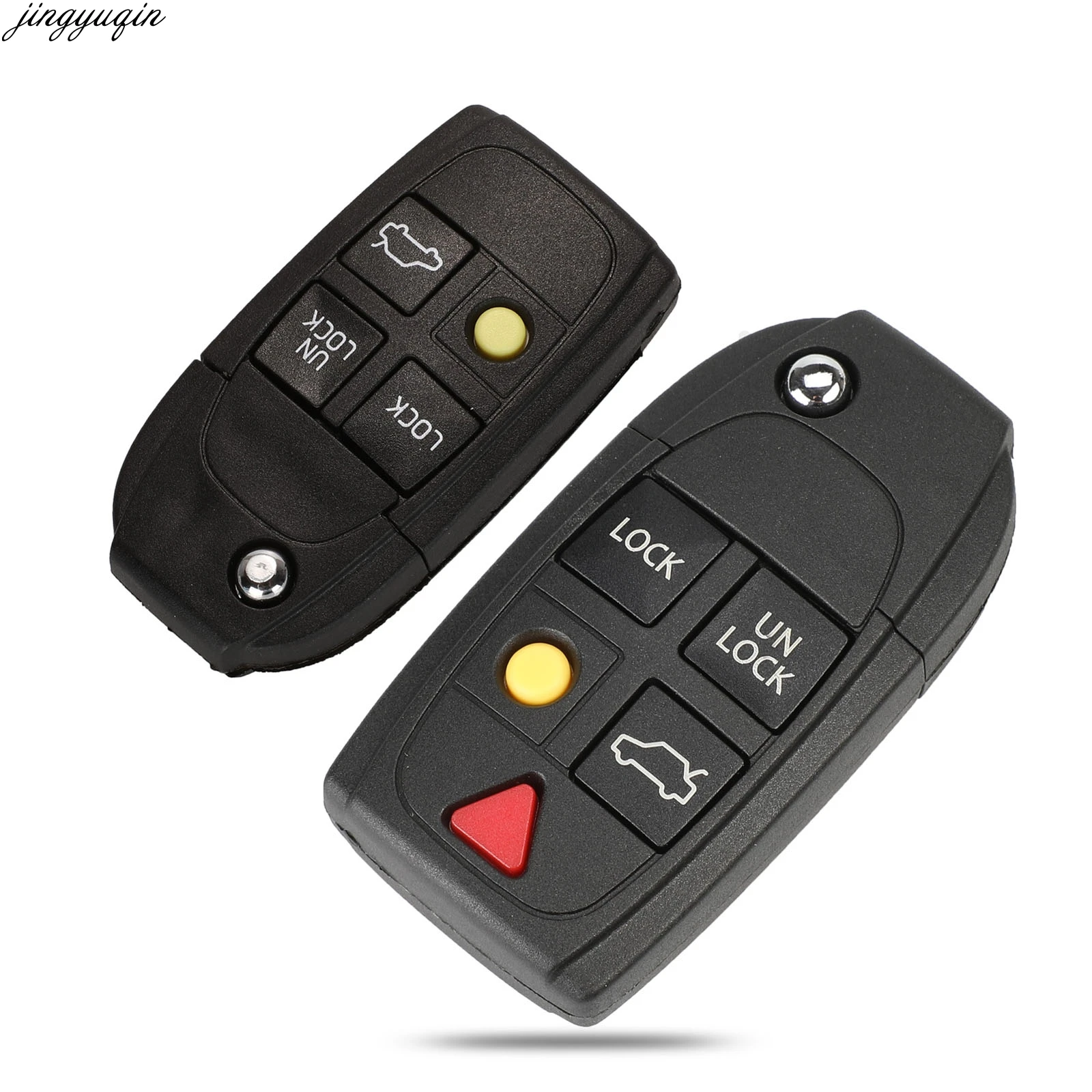 Jingyuqin 4/5 Buttons Modified Flip Remote Car Key Shell For Volvo XC70 XC90 V50 V70 S40 V40 V90 C70 S60 S80 S70 qwmend 5 buttons replacement smart car key fob case for volvo xc70 xc90 v50 v70 s60 s80 c30 remote flip key shell