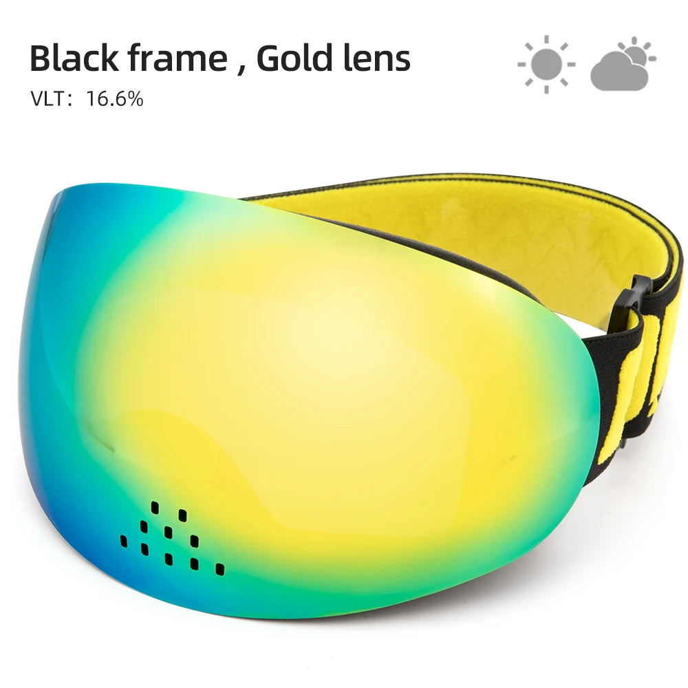 black frame COPOZZ профессиональные лыжные очки двухслойные uv400 Защита Анти-туман носовые wingproof лыжные очки сноуборд лыжные очки - Цвет: black frame