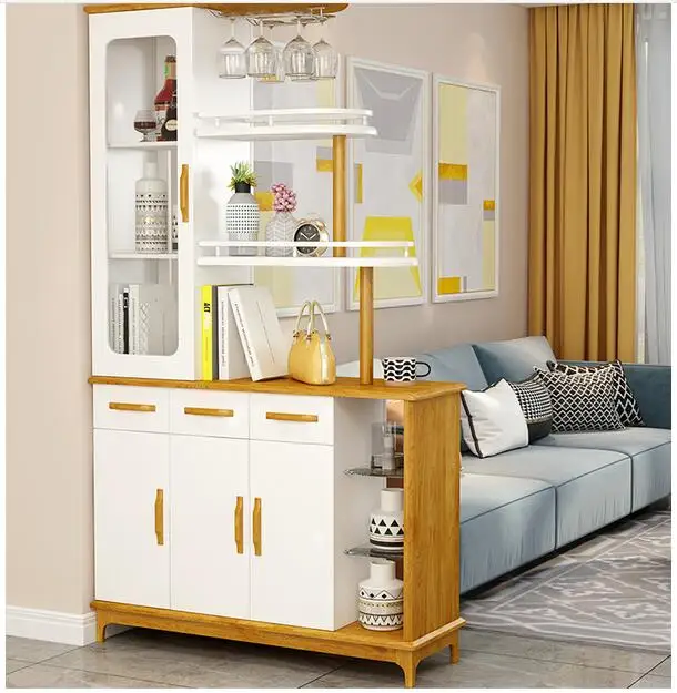 Porch cabinet wine cabinet partition shoe integrated simple modern hall double-sided solid wood screen s