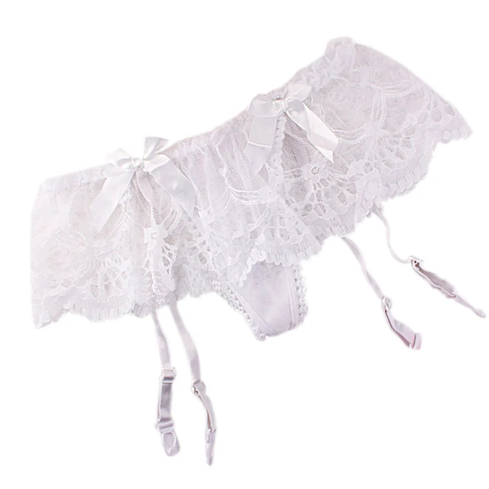Чулки с подвязками, стринги, Чулки с подвязками, сексуальное женское белье - Цвет: Белый