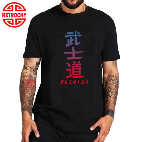 Samurai Bushido Мужская футболка с принтом японская Kanji Повседневная графическая