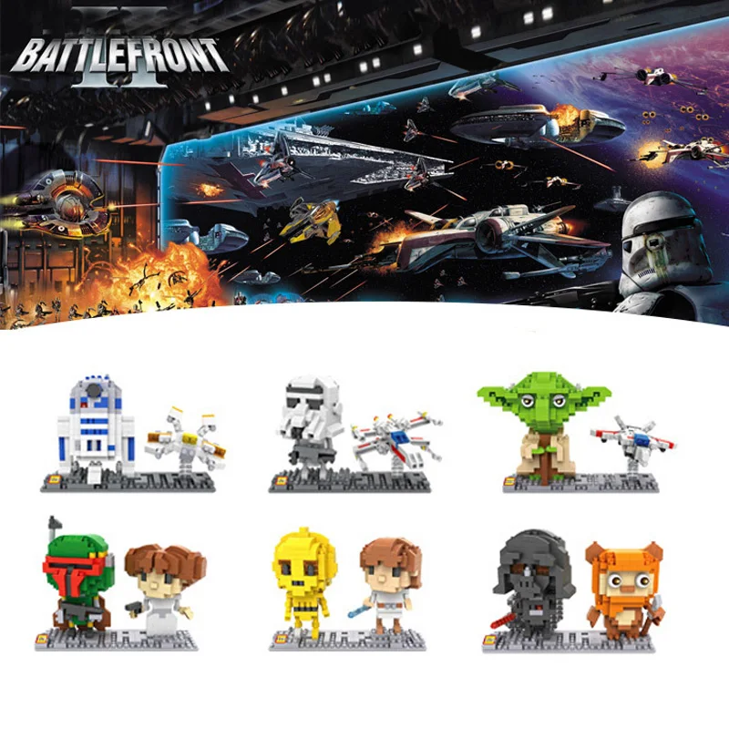 

LOZ Mini Diamond Bricks Building Blocks Technic Model Darth Vader Yoda Stormtrooper Luke Skywalker Boba Fett Toys for children