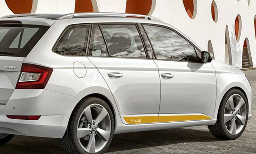 2PCS Car Door Side Stripes Skirts Graphics Vinyl Stickers Decals Racing Auto Body Decor Stickers For Skoda Fabia Car Accessories