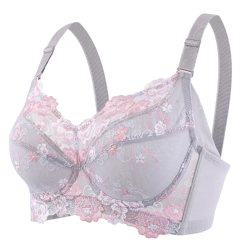 

Women's Full coverage Underwired Unlined single layer Floral Embroidered Plus Size Minimizer bra 34 36 38 40 42 44 46 48 B-H