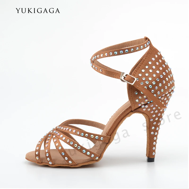 

L10c Brand New Women's Dance Shoes Heeled Tango Ballroom Latin Salsa Dancing Shoes For Women Hot Sales Brown Green Suede