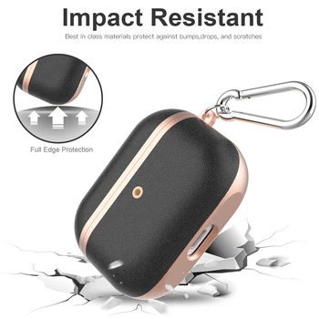 

for Apple Air Pods Pro Case with Hook Luxury Soft TPU+PU Leather Shockproof Earphone Protective Cover for AirPods Pro Case