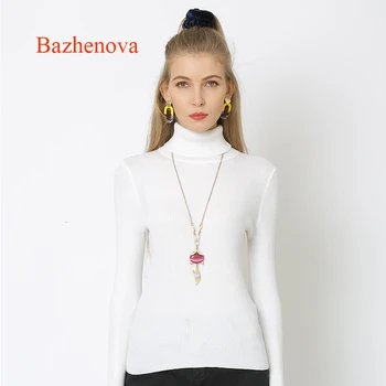 

Bazhenova 2019 Women Sweet Turtleneck Sweaters Girls All-match Winter Warm Tops Lovely Knitting Clothes Sweater CUTE R315
