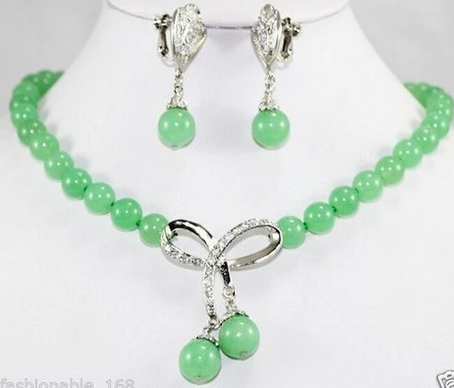919 +++Beautiful Jewelry Green Bow Pendant Necklace Earring Set | Украшения и аксессуары