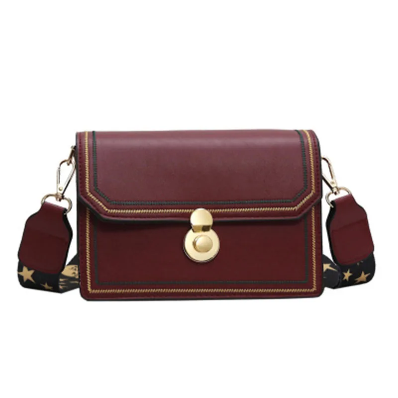 Bag for women new Korean style straddle bag outdoor travel chic wide band sewing fashion one shoulder small square bag