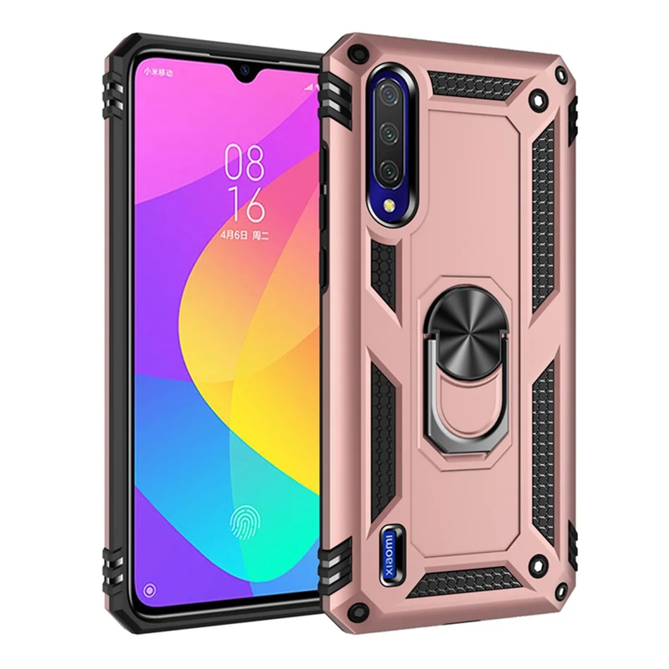 Магнитный чехол для телефона для Xiaomi mi 9T 9 Pro Чехол автомобильный держатель бронированный чехол для Xiaomi mi 9 SE A3 чехол 360 чехол для Red mi Note 7 Pro - Цвет: Rose Gold