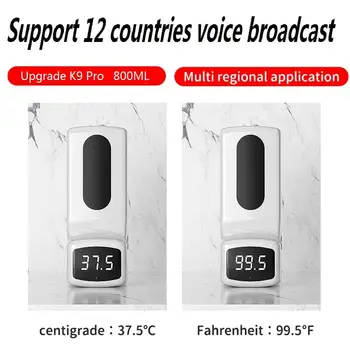

Upgrade K9 Pro Infrared Thermometer 800ML Automatic Sensor Free Hand Soap Dispenser Hand Sanitizer Machine Infrarojo Digital