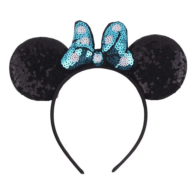 Повязка на голову с блестящими ушками Минни Классическая Женская повязка для