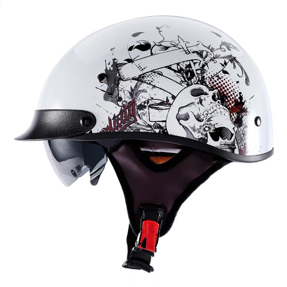 LV112-12 LVCOOL мотоциклетный шлем для мужчин ретро Половина шлем Casco Мото шлем скутер мотоциклетный гоночный шлем для верховой езды с DOT сертификация - Цвет: LV112-12