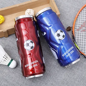 

New Creative Stainless Steel Football Cola Cans Thermos Mug Coffee Tea with Straw Button As A Gift