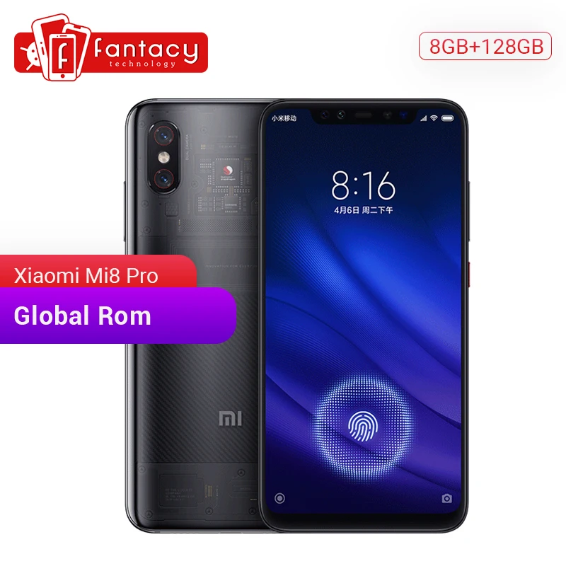  Global Rom Xiaomi Mi 8 Pro Mi8 Transparent 6GB 128GB Screen Fingerprint Snapdragon 845 Octa Core 6.