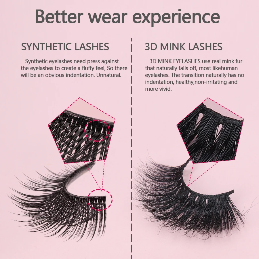 Wowangel 3D Mink Eyelashes Cruelty free Mink Lashes Handmade Full Strip Lashes Beauty Soft False Eyelashes Makeup Wholesale
