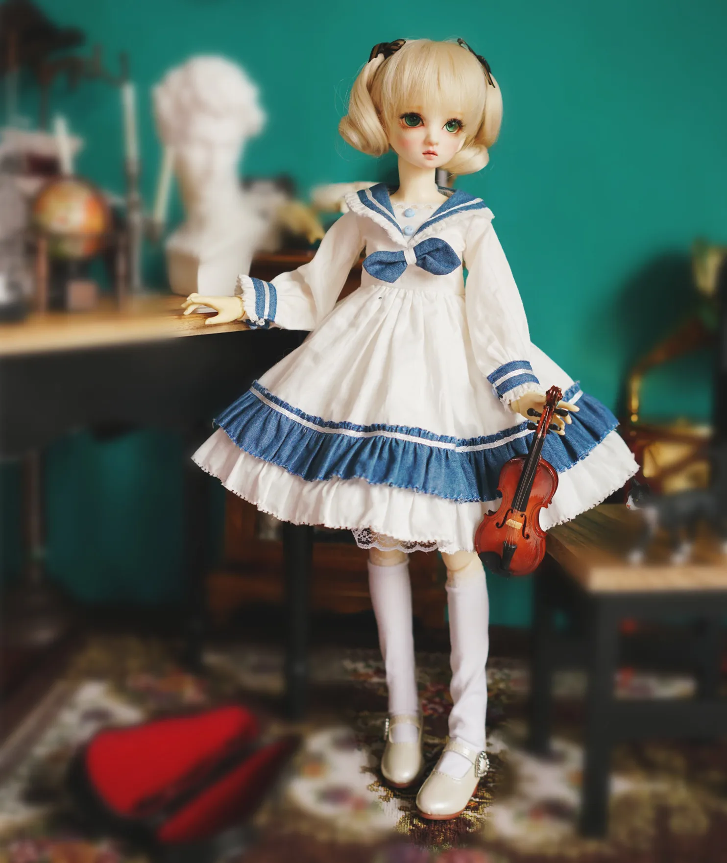 Модная Одежда для кукол, платье для кукол BJD 1/4 1/3 1/6, аксессуары для кукол, Морской стиль, студенческие платья для девочек, куклы