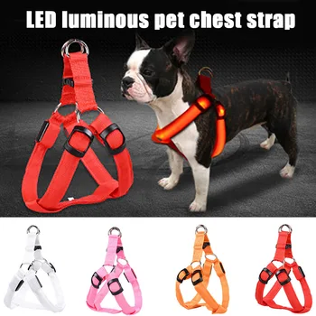 

USB Rechargeable Chest Harness LED Pet Dog Glow Flashing Light-up Night Safety 66CY