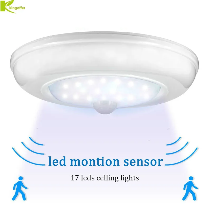 

Modern 17 LED PIR Sensor Infrared Ceiling Light Human Body Motion Induction + Light Control Night Lamps AA Battery Powered