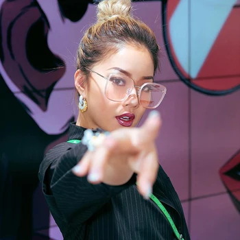 

SGTNYA New trend fashion candy color glasses outdoor street shoot personality square big frame sunglasses ladies sunglassesUV400