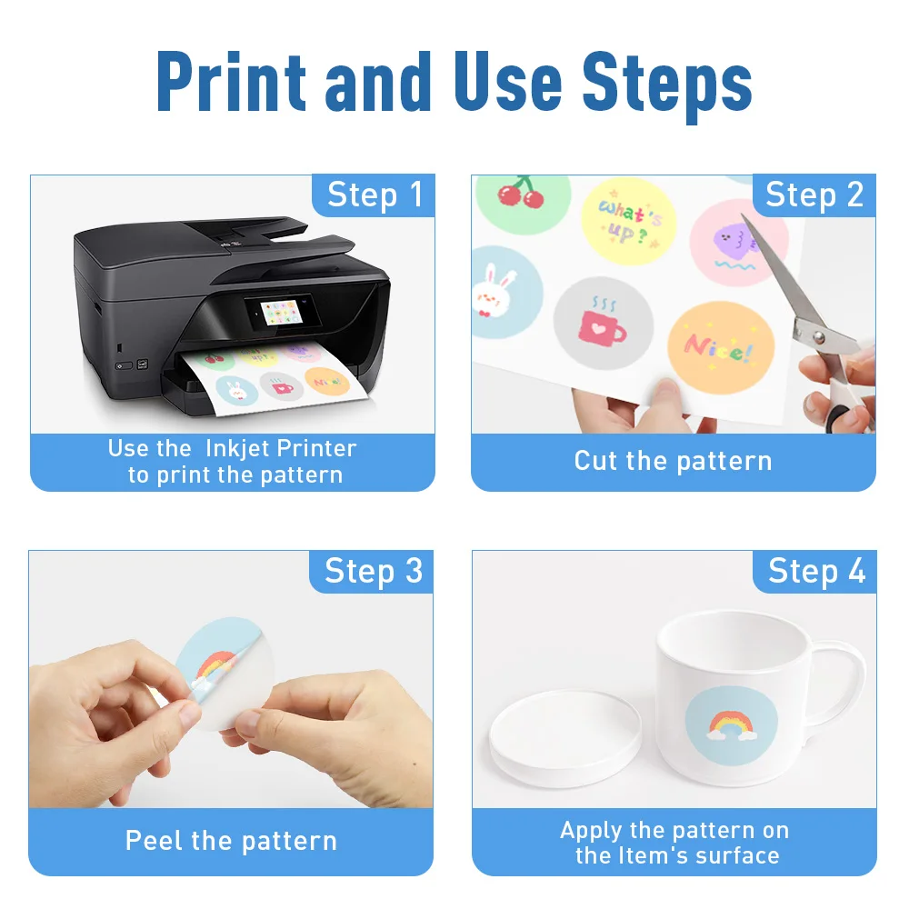 Transparent Printable Vinyl Sticker Paper A4 Waterproof Self-Adhesive Copy Paper 10/20/30/40/50/100 Sheets for Inkjet Printer