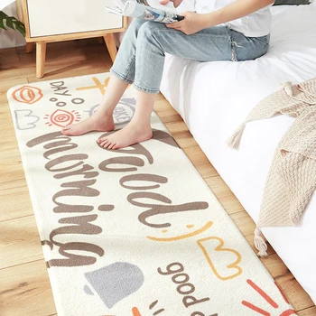 

Household Bedside Rug Creative Letter Pattern Thickened Rectangular Sofa Non-slip Washable Floor Mat For Bedroom Living Room