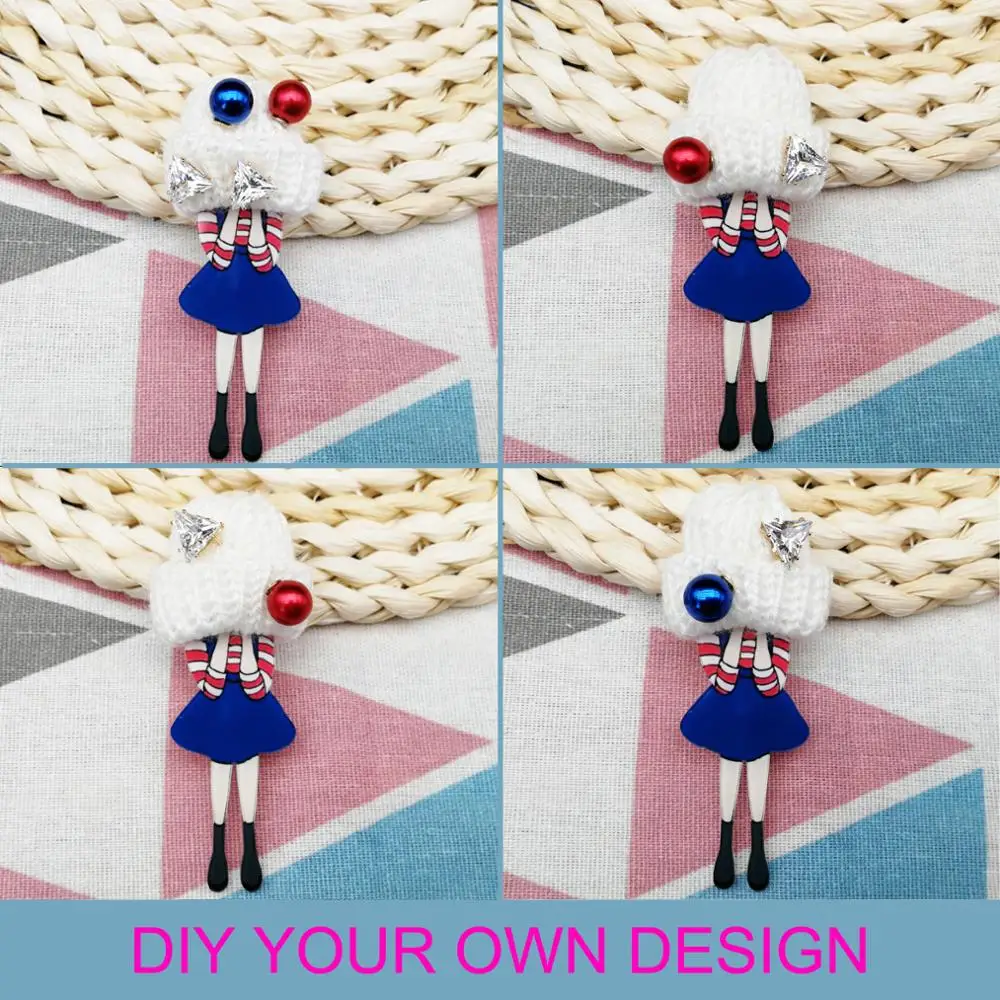 DIY кристалл жемчужина брошка мультфильм булавки акриловые бейджи значки на