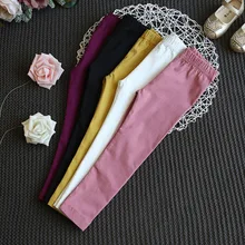 Г. Осенние новые стильные детские однотонные штаны в Корейском стиле для девочек осенние детские повседневные штаны из хлопка и льна, брюки