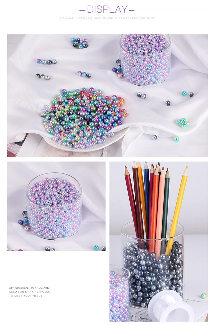 Multicolor straight hole beads DIY jewelry perforation loose beads gradient beads Environmentally imitation pearl 250g