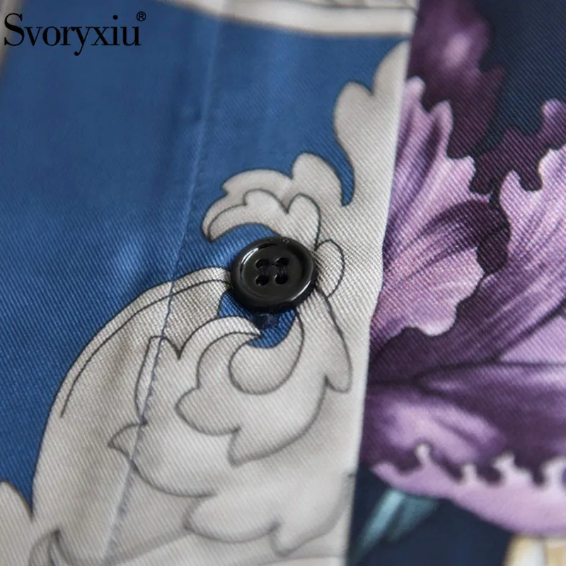 Svoryxiu High End Шелковая Свободная блузка рубашка Женская мода длинный рукав винтажная печатная дизайнерская рубашка, блузки, топики