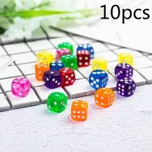 

10PCS Dice Set High Quality Acrylic 6 Sided Transparent Dice For Club/Party/Family Games 16mm