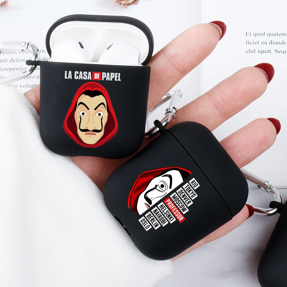 Earphone-Accessorie Airpod Cases Black-Cover Money-Heist La-Casa-De-Papel Silicone 1-2-Case