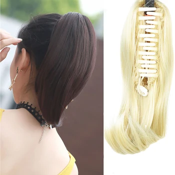 

10" Women's Short Straight Claw Clip On In Ponytail Pony Tail Hair Extension Synthetic Wig Hair Piece Hairpiece for Women